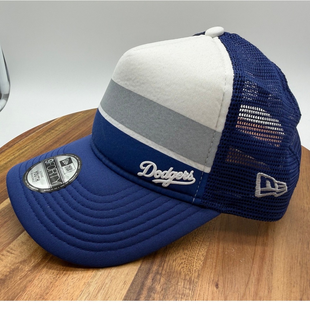 New Era 9FORTY A-Frame Youth LA Dodgers Trucker Hat Blue White Grey Cap 2166
